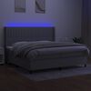 vidaXL Boxspring met matras en LED stof lichtgrijs 200x200 cm