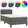 vidaXL Boxspring met matras en LED fluweel donkergrijs 90x200 cm