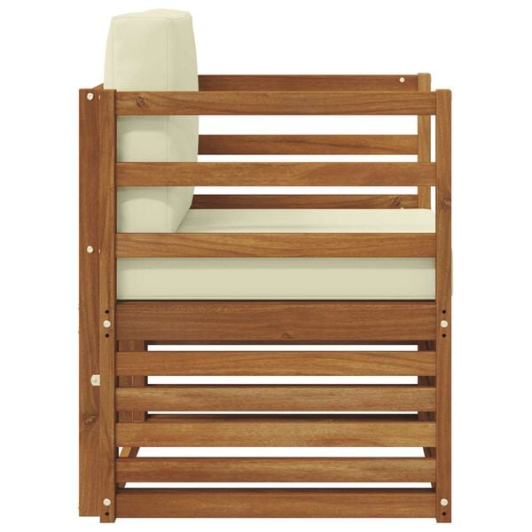 vidaXL Buiten bankenset Massief Acaciahout en Polyester Naturel