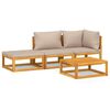 vidaXL 4-delige Loungeset met taupe kussens massief hout