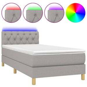 vidaXL Boxspring met matras en LED stof lichtgrijs 80x200 cm