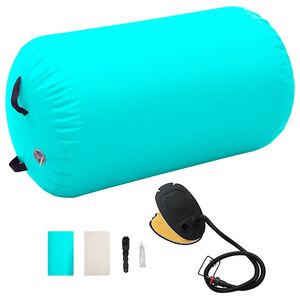 vidaXL Gymnastiekrol met pomp opblaasbaar 100x60 cm PVC groen