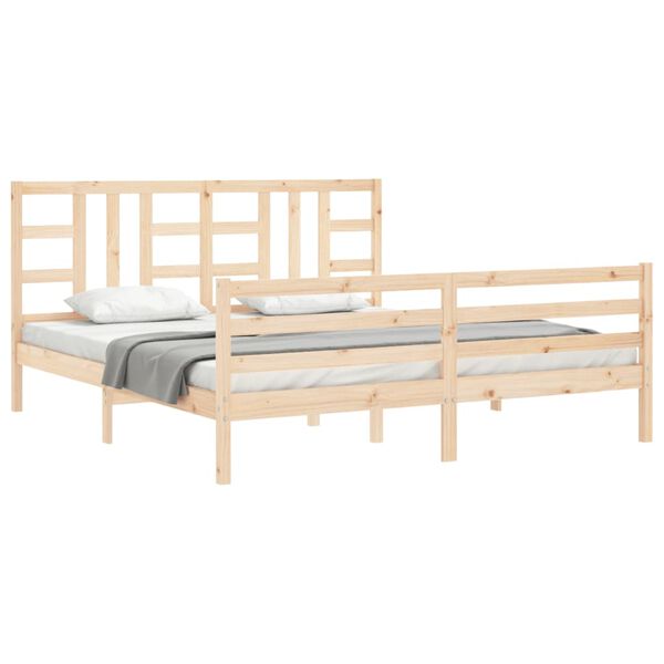 vidaXL Bedframe met hoofdbord massief hout