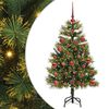 vidaXL Kunstmatige Scharnier Kerstboom met Cones Groen 120 cm