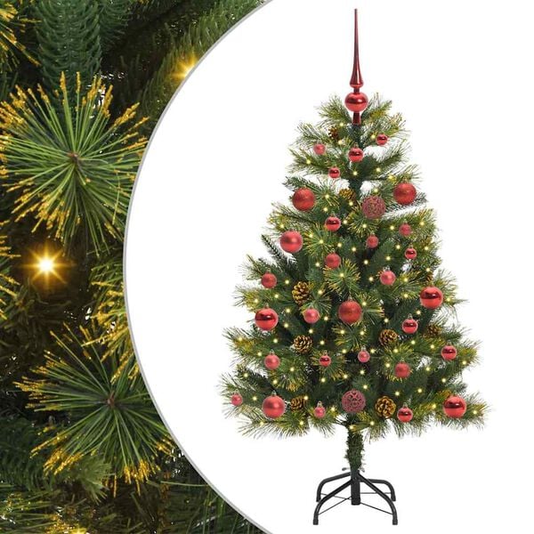 vidaXL Kunstmatige Scharnier Kerstboom met Cones Groen 120 cm