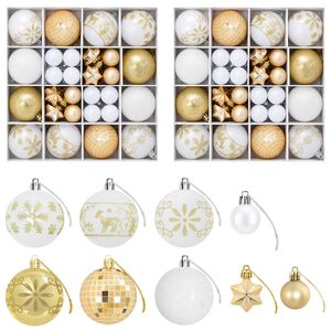vidaXL Kerstballen set 88 st Goud en wit &Oslash; 6 cm Kunststof