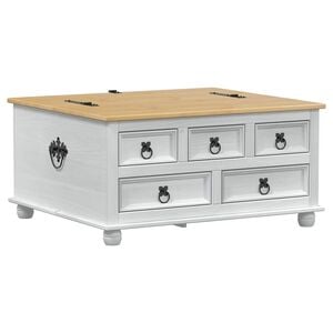 vidaXL storage box met lade Wit 90 x 78 x 45 cm Massief grenenhout