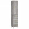 vidaXL Hoge kast 34,5x34x180 cm bewerkt hout grijs sonoma eikenkleurig