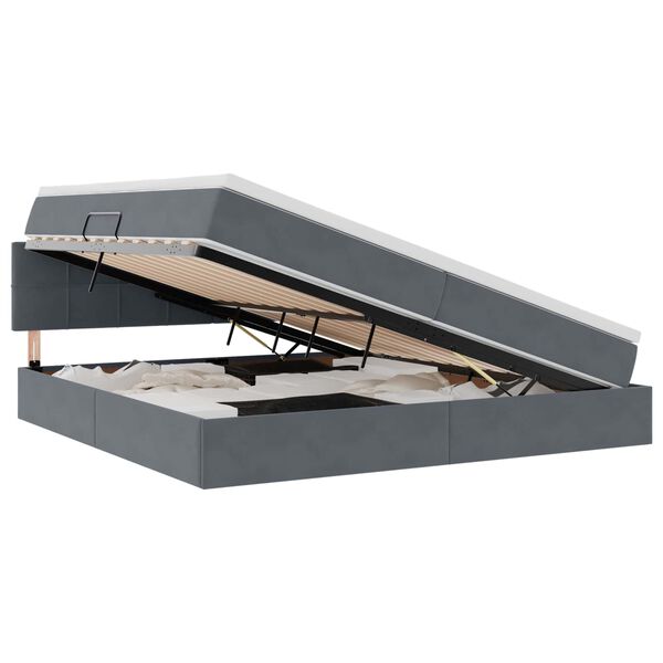 vidaXL Opbergbed met LED met matras Donkergrijs 200 x 200 cm Fluweel