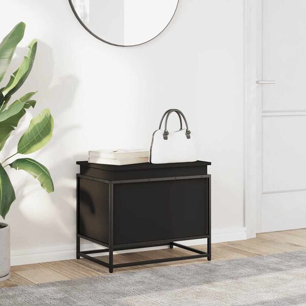 vidaXL Opbergbox met deksel 60x40x51,5 cm bewerkt hout zwart