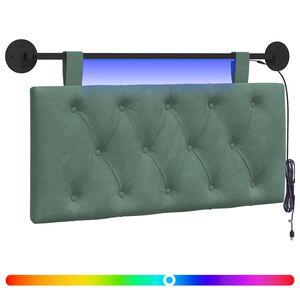 vidaXL Hangend hoofdbord Met LED-verlichting Zeegroen Fluweel