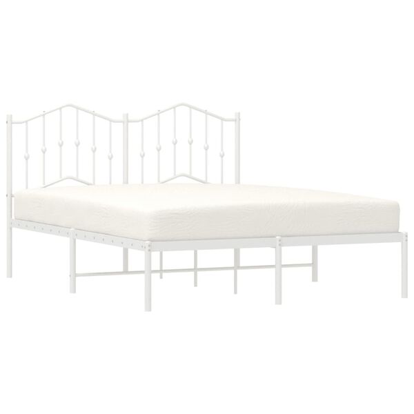 vidaXL Bedframe met hoofdbord metaal wit 140x200 cm