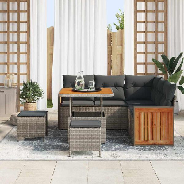 vidaXL Tuin Sofa Set 8 pcs Grijs poly rattan
