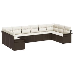 vidaXL Tuin Sofa Set met kussen 10 pcs Bruin poly rattan