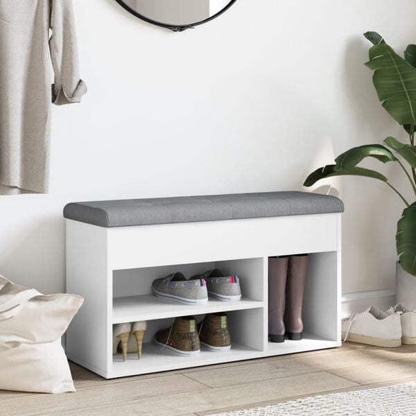 vidaXL Schoenenbank Wit 82x32x45,5 cm Bewerkt Hout