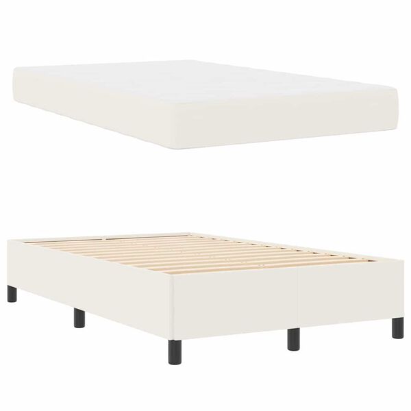 vidaXL Bedframe met matras Cr&egrave;me 120 x 190 cm Stof