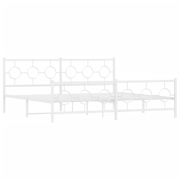 vidaXL Bedframe met hoofd- en voeteneinde metaal wit 200x200 cm