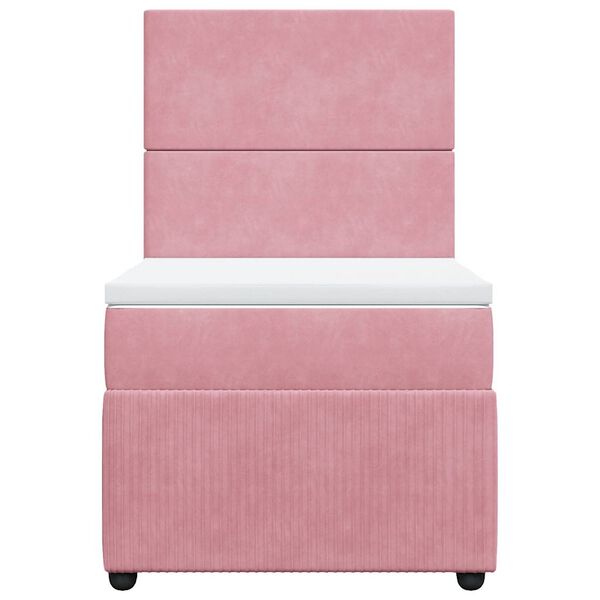 vidaXL Boxspring met matras fluweel roze 80x200 cm