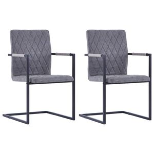 vidaXL Eetkamerstoelen 2 st kunstleer donkergrijs