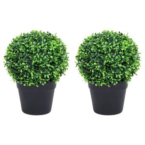 vidaXL Kunstplanten met pot 2 st buxus bolvorming 27 cm groen