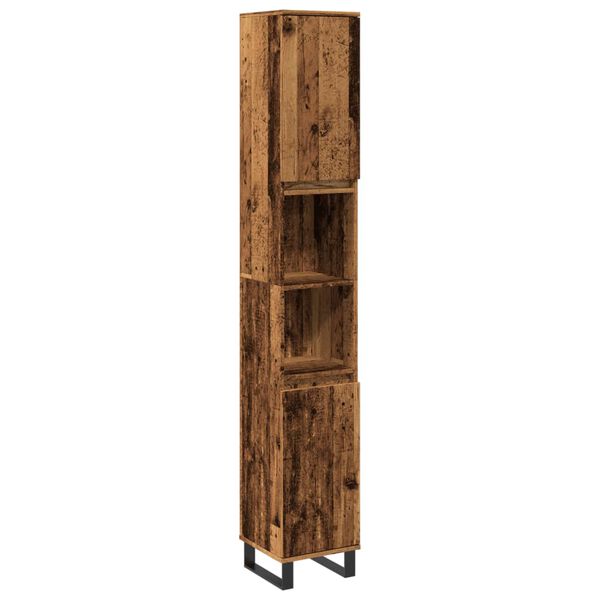 vidaXL Badkamerkast 30x30x190 cm bewerkt hout oud houtkleurig