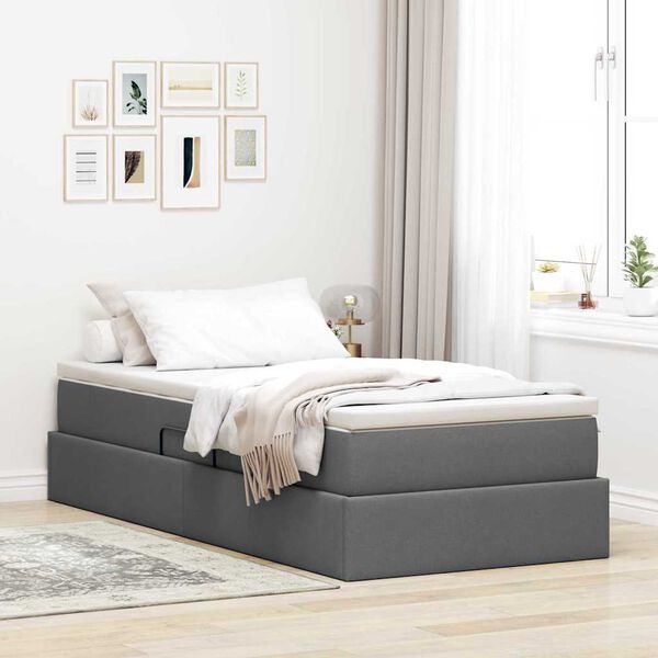 vidaXL Opslag bed met matras Donkergrijs 90 x 190 cm Polyester