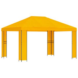 vidaXL Paviljoen 4 &times; 3 m Geel Polyester en staal 190 gsm