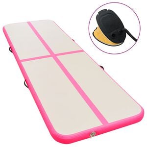 vidaXL Gymnastiekmat met pomp opblaasbaar 700x100x10 cm PVC roze