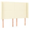 vidaXL Hoofdbord met randen 147x16x118/128 cm kunstleer cr&egrave;mekleurig