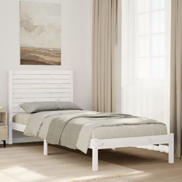 vidaXL Bedframe extra lang zonder matras massief hout wit 90x210 cm