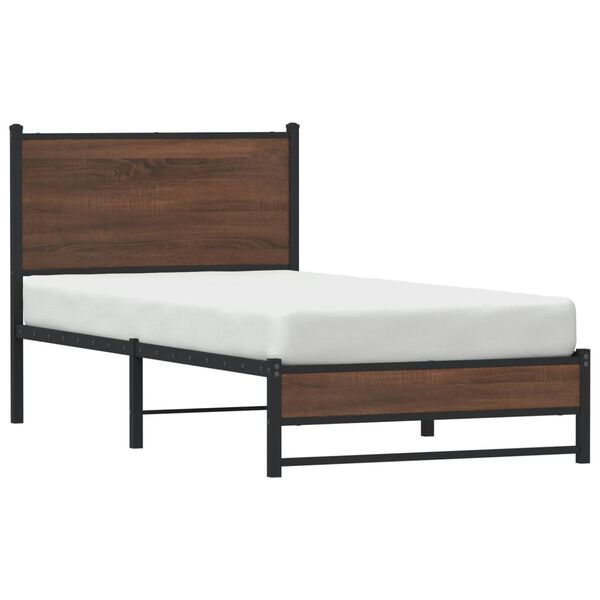 vidaXL Bedframe zonder matras metaal bruin eikenkleurig 75x190 cm