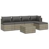 vidaXL 6-delige Loungeset met kussens poly rattan grijs