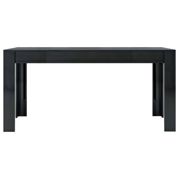 vidaXL Eettafel 160x80x76 cm spaanplaat hoogglans zwart