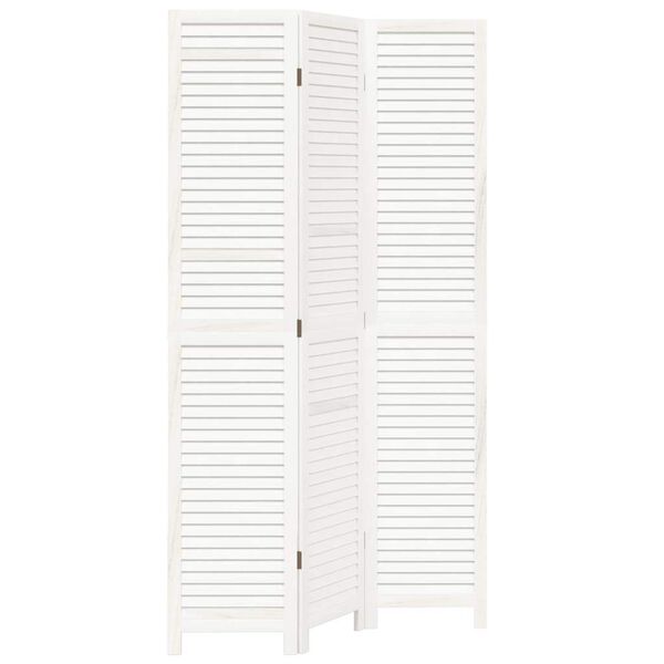 vidaXL Kamerscherm met 3 panelen massief paulowniahout wit