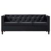 vidaXL Driezitsbank Chesterfield-stijl kunstleren bekleding zwart