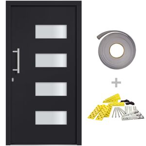 vidaXL Voordeur 100x200 cm aluminium en PVC antraciet