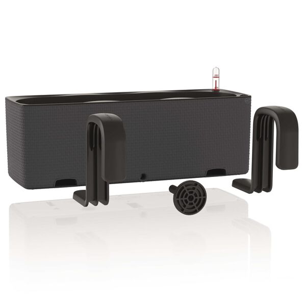 LECHUZA Plantenbak CUBE color triple met beugels antracietkleur 13684