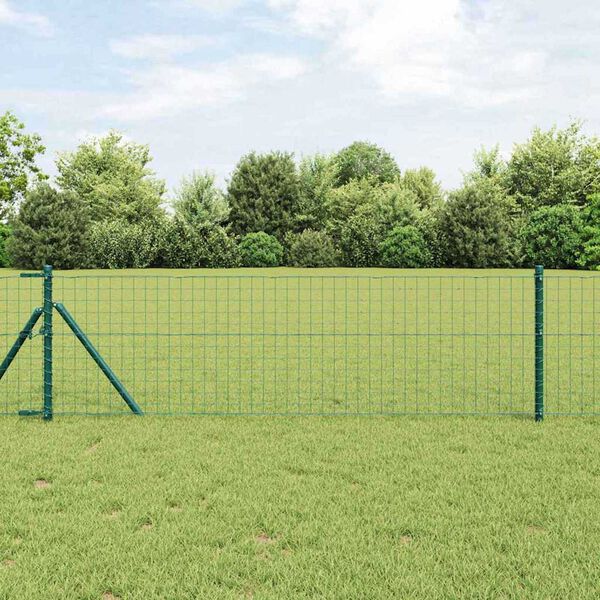 vidaXL Hekpalen 2 pcs Groen 110 cm Poedergecoat staal