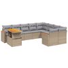 vidaXL 10-delige Loungeset met kussens poly rattan beige