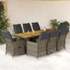 vidaXL 9-delige Bistroset met kussens poly rattan grijs
