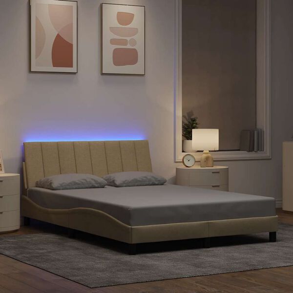 vidaXL Bedframe zonder matras "Hanko" stof cr&egrave;mekleurig 140x200 cm