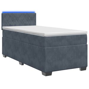 vidaXL Boxspring Bed met Matras en LED Donkergrijs Enkel fluweel