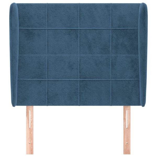 vidaXL Hoofdbord met randen 93x23x118/128 cm fluweel donkerblauw