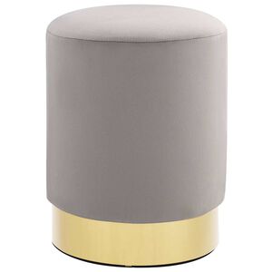 vidaXL Kruk fluweel 28 x 36 cm lichtgrijs en goudkleurig