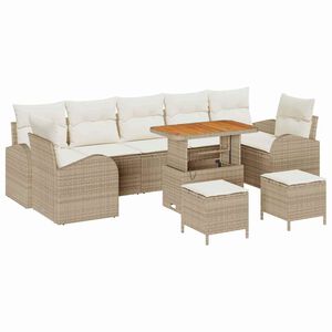 vidaXL Tuinbankenset met kussen 10 pcs Beige poly rattan