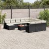 vidaXL 13-delige Loungeset met kussens poly rattan zwart