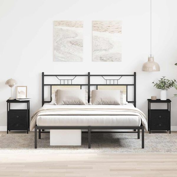 vidaXL Nachtkastjes 2 st 34x35,5x50 cm bewerkt hout zwart eikenkleurig