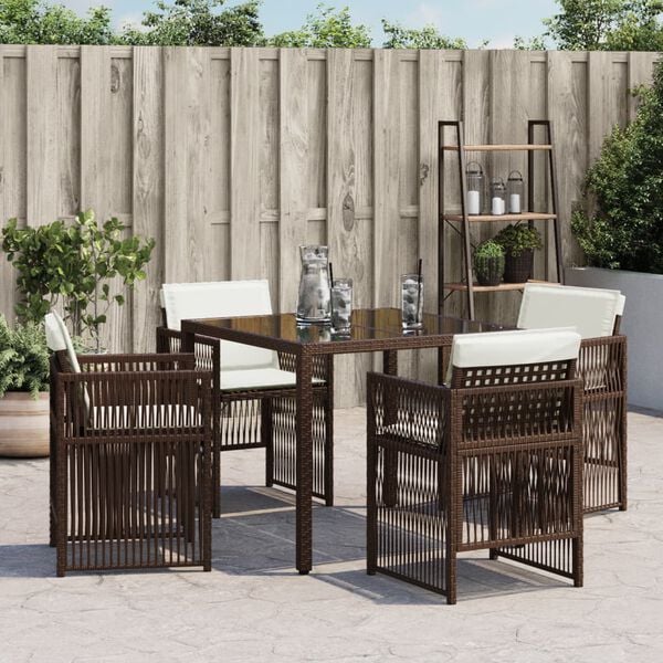 vidaXL Tuinstoelen 4 st met kussens poly rattan bruin