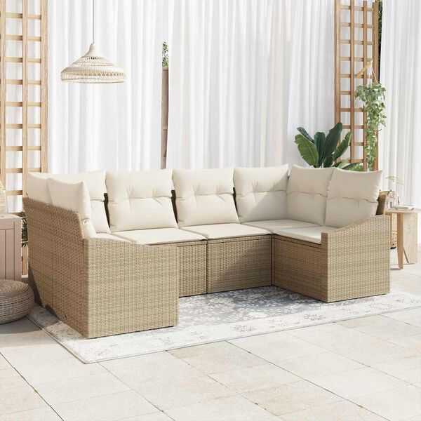 vidaXL Tuin Sofa Set 6 pcs Beige Poly riet