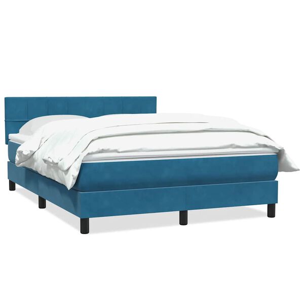 vidaXL Boxspring met matras fluweel donkerblauw 160x220 cm